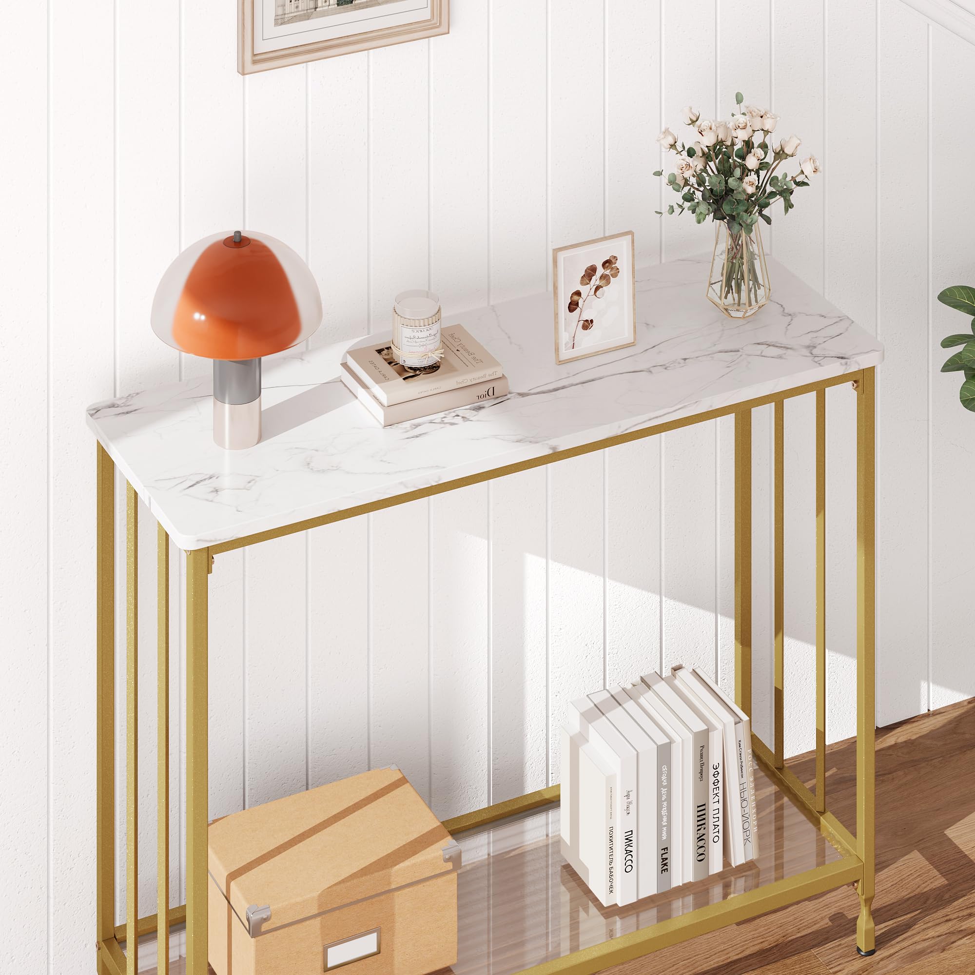 Garvee Consola Estrecha, 85x30x81 cm - complemento, Mesa de Entrada, Mesa de presentación - Ideal para Espacios pequeños
