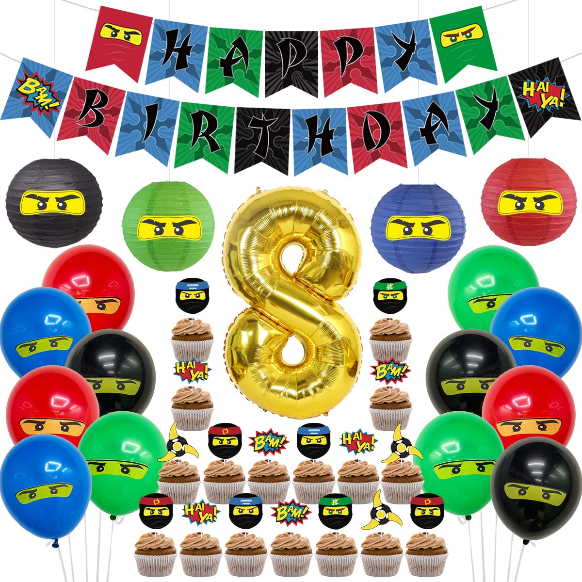 Buy Ninja 8th Birthday Party Supplies Decorations Ninja Happy