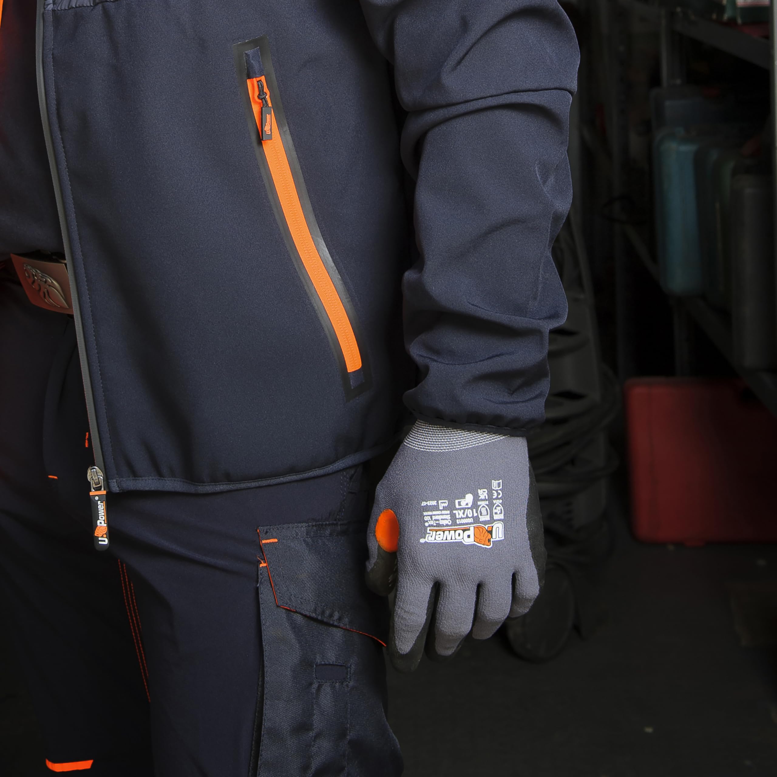 U Power Atlas Guantes Trabajo Soporte Nylon HPPE Revestimiento Nitrilo Suave Refuerzo Entre Policía Pantalla Táctil Resistente a Cortes Índice C Protección contra Riesgos Mecánicos Gris 9/L 12 Piezas