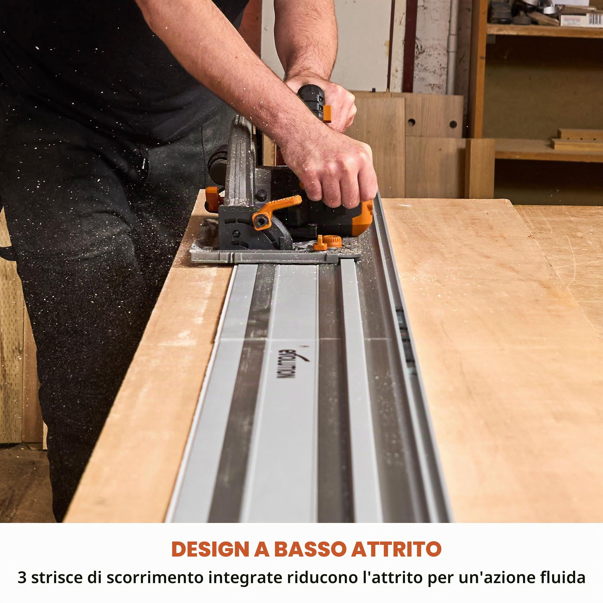 Evolution ST1400-G2 - Guida per sega circolare, 139,7 cm, universale: Makita, Bosch, Festool, Triton, Metabo, 1,4 m, con aste autoallineanti, 2 morsetti per binari