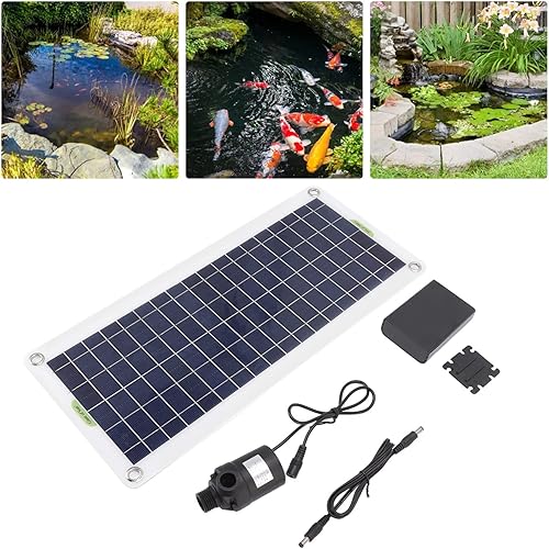 Miniatura 6 de Fdit Kit solar de 30 W fuente alimentada por energía solar con kit de panel para peces, estanques pequeños, baños de pájaros y jardín