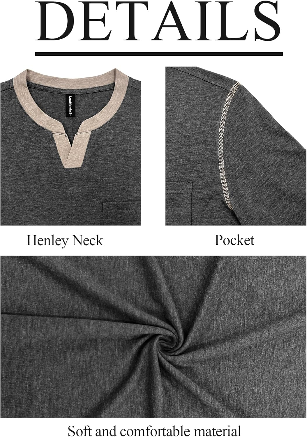 Men's Casual V Neck Long Sleeve Tees Henley T-Shirt Comfortable Pullover Tops with Pocket - Image 5