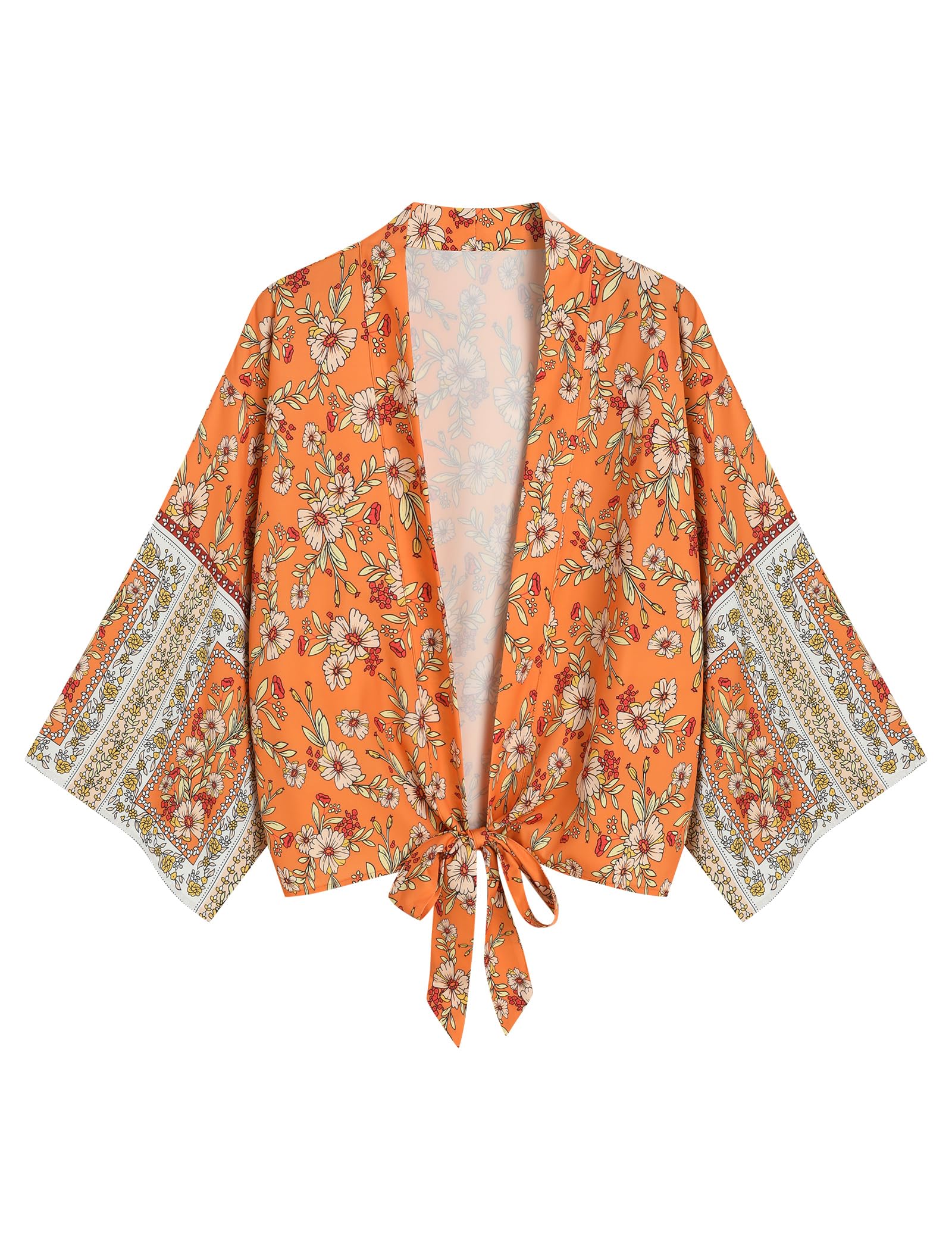 ZAFUL Women's Beach Kimono Cover Up Batwing Sleeve Floral Blouse Loose Cardigan Shirts Boho Open Front Summer Tops