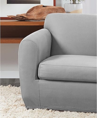 Miniatura 3 de SureFit Home Decor Ultimate - Funda para silla de asiento separada, de piel sintética, elástica, pesada, color gris