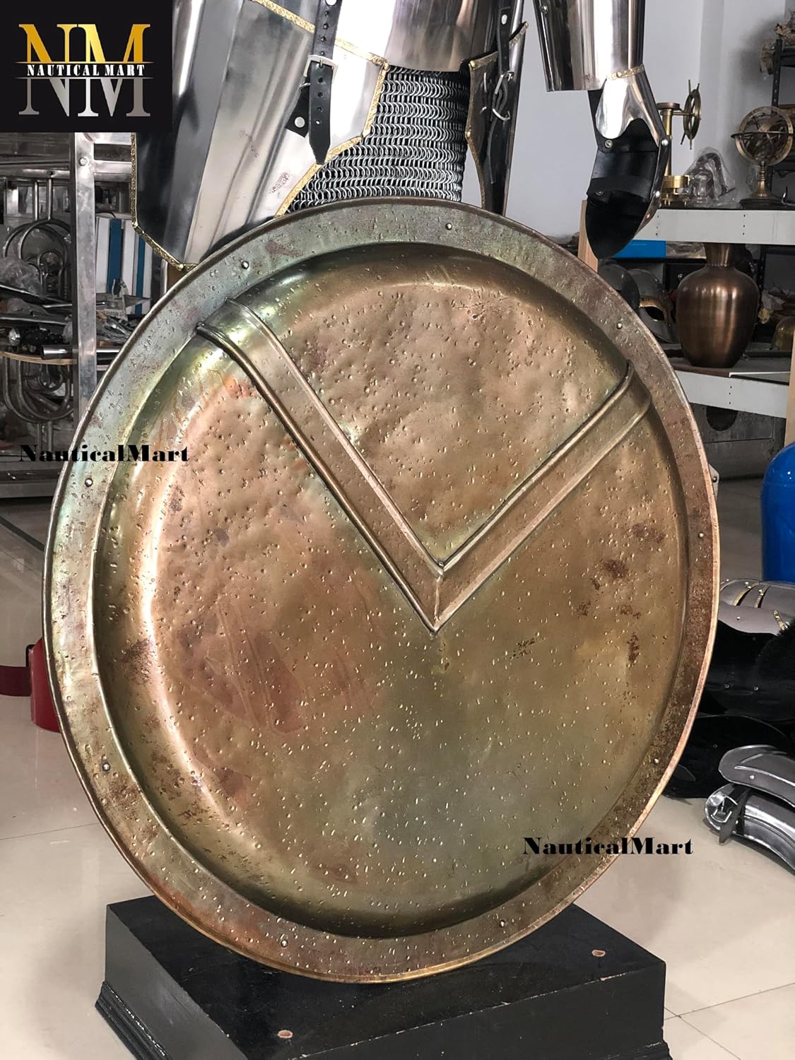 300" Spartan Shield Full Size Replica 30" Official Replica - Brass Antiqued