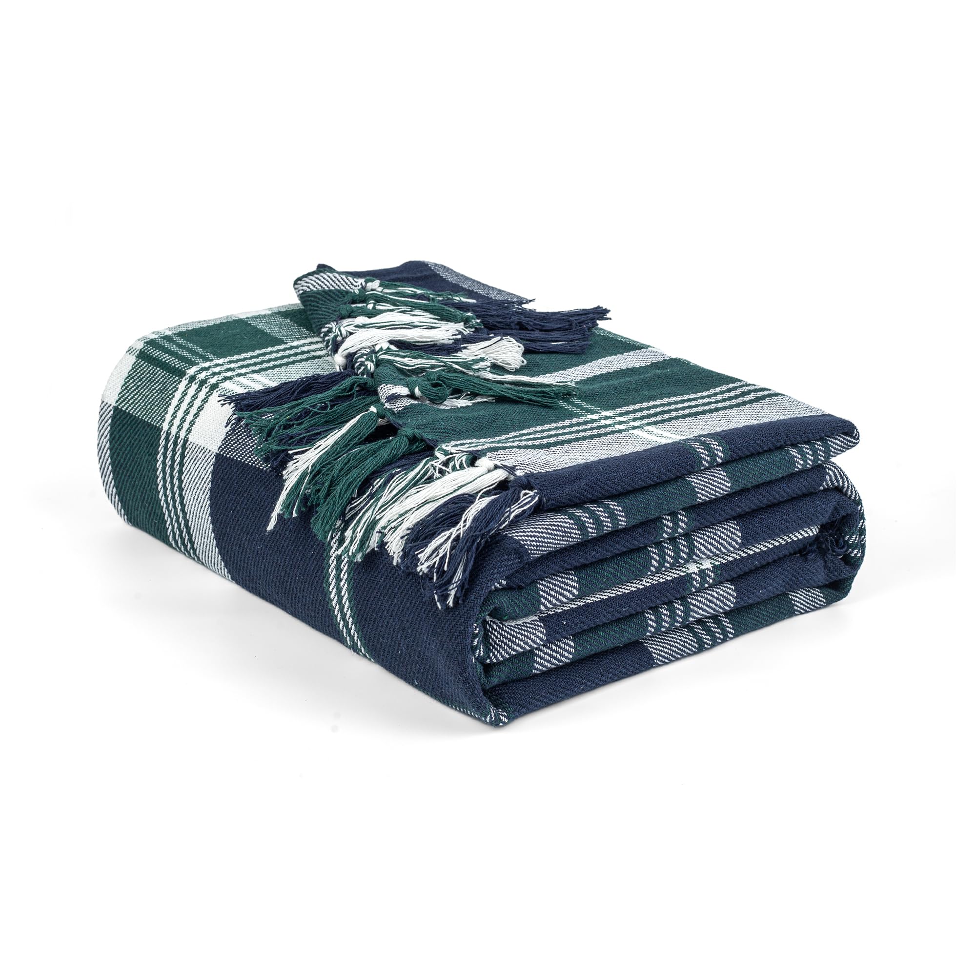 Ehc Women's Navy Blue Highland Large Cotton Throw For Double Bed, Sofa Or Armchair, 150Cm X 200Cm,
