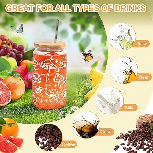 Miniatura 5 de Juego de 2 vasos de café helado de girasol con tapas de bambú y pajilla regalos inspiradores de girasol para mujeres taza en forma de lata de