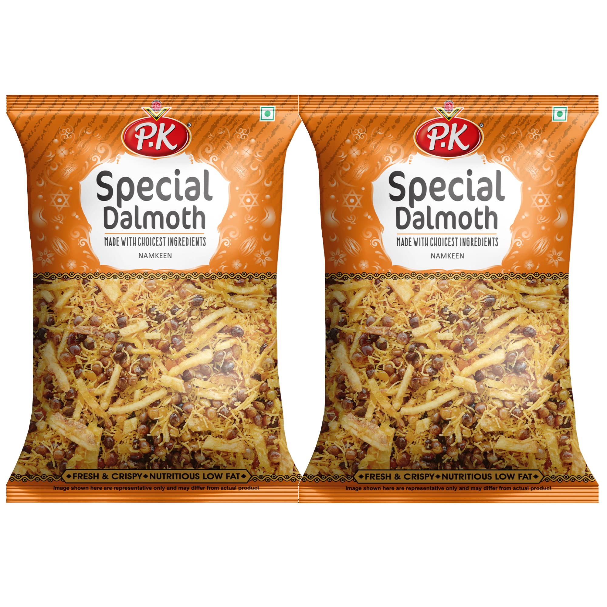 P.KSpecial Dalmoth Indian Namkeen Crispy & Savory Mixture |Tasty Indian Snacks Ready To Eat - Instant Food & Snacks | Pack Of 2, 27.16 Oz/600Gm