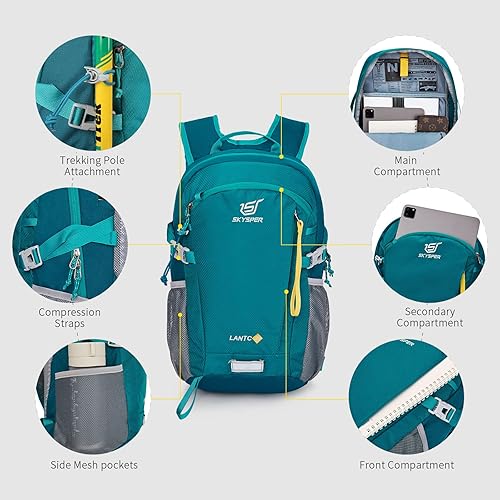 Miniatura 4 de SKYSPER Mochila de senderismo pequeña, 20 L, ligera, mochila de viaje para mujeres y hombres