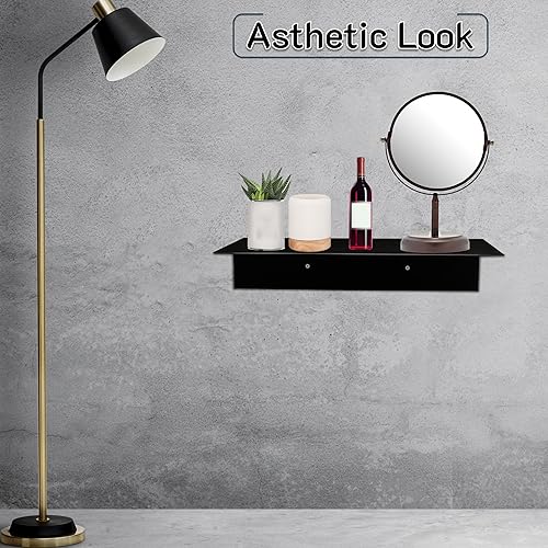 Miniatura 8 de Simond Store Estante flotante lineal, estante industrial de acero resistente montado en la pared, estante diseñado para bricolaje (12 x 8 x 2.5