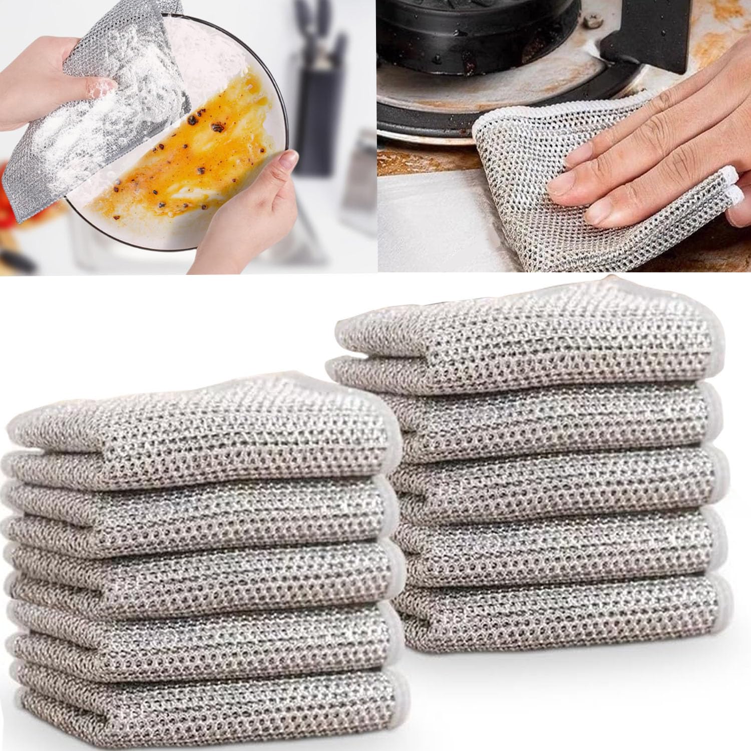 Multipurpose Wire Dish Cloths, Metal Wire Tea Towels, Towels, Scrubs, Cleans, Wet and Dry Wire Dishcloths, Scratch-Resistant Wire Tea Towel (5 Pieces) — view 4