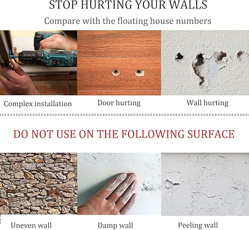 Miniatura 6 de Números de casa modernos para exteriores, autoadhesivos, grandes de 6 pulgadas, números de dirección de casa de metal, ideal para buzón, puerta y