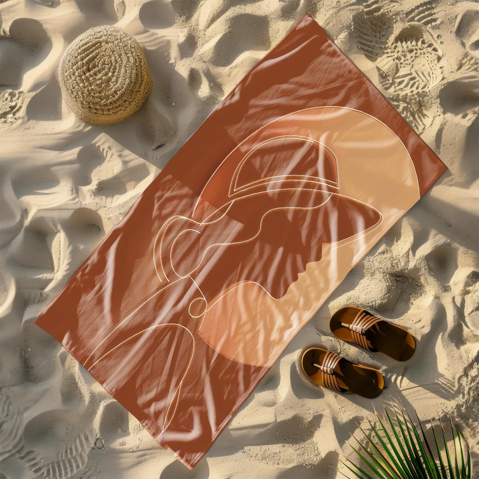 Generico Telo Mare Grande Modello Marrone | Microfibra Telo Mare Antisabbia Leggero Compatto Asciugatura Rapida Assorbente Per Piscina Bagno Lavabile Fino