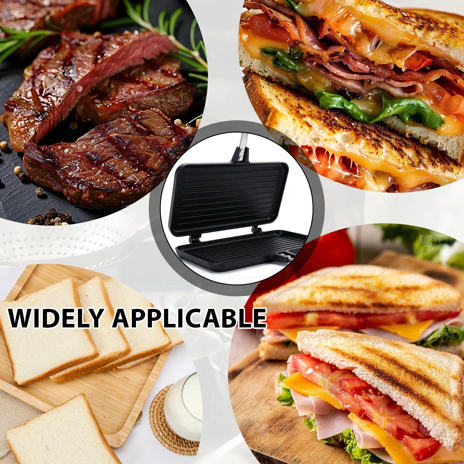 Padella per sandwichmaker, tostapane in alluminio e tostapane pieghevole, per esterni, barbecue e cucina da campeggio, versatile tostapane pieghevole per panini
