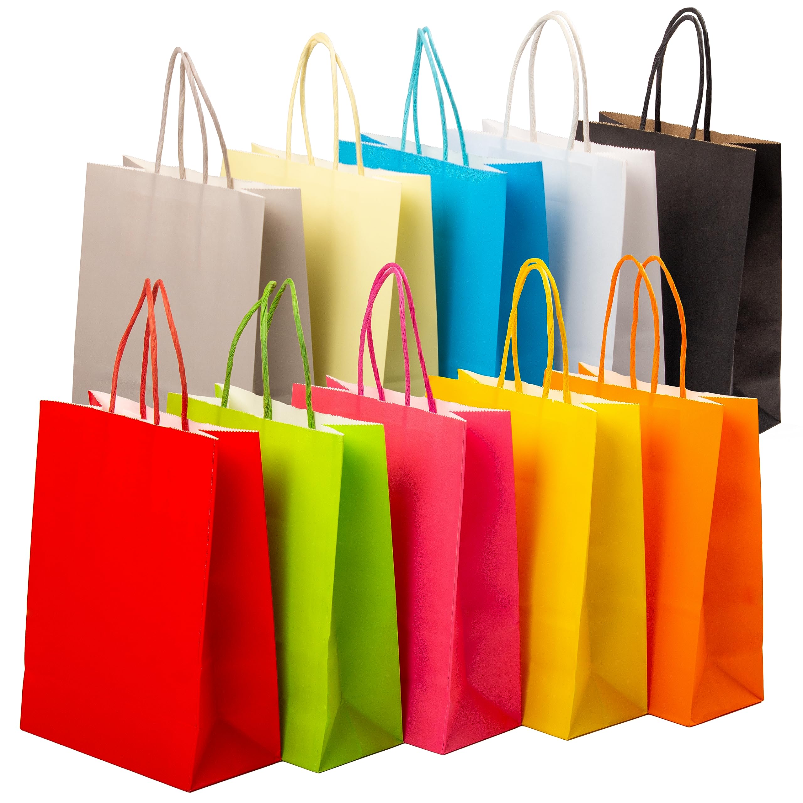 40 Kraft Paper Bags, 16x8x22cm - Multi-Color Party & Gift Bags For Kids, Christmas, Wedding,Halloween & Birthday Celebrations