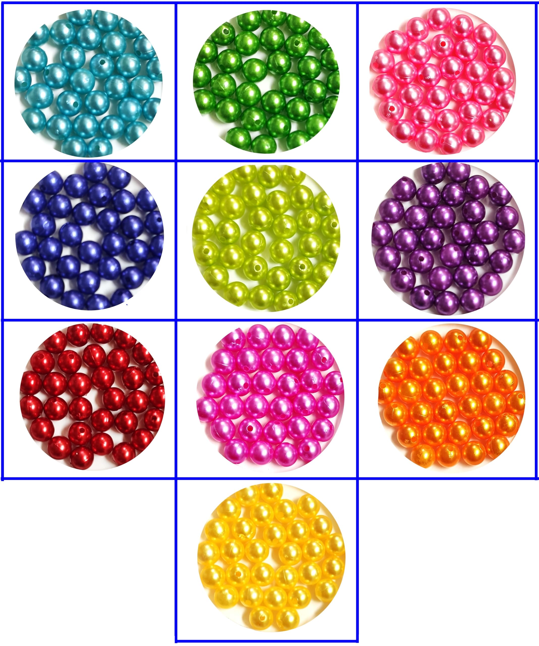 GoSetGet 10Color-8mm 1200 Round Acrylic Craft Beads (120 Beads x 10 Colors) for Jewelry Making, Knitting, Bead Arts & Crafts Work