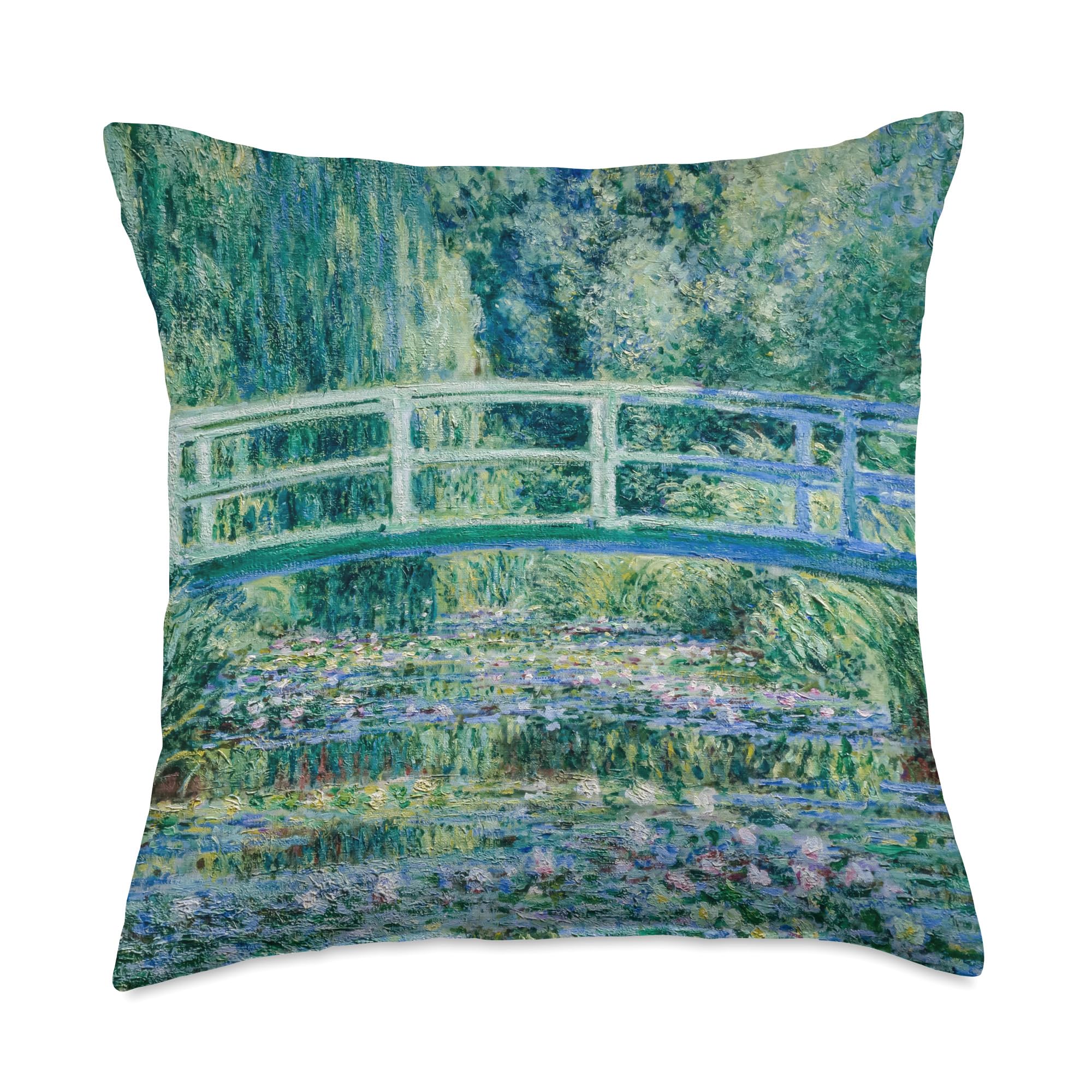 Monet's Water Lilies and Japanese Bridge Modern Art Painting Throw Pillow