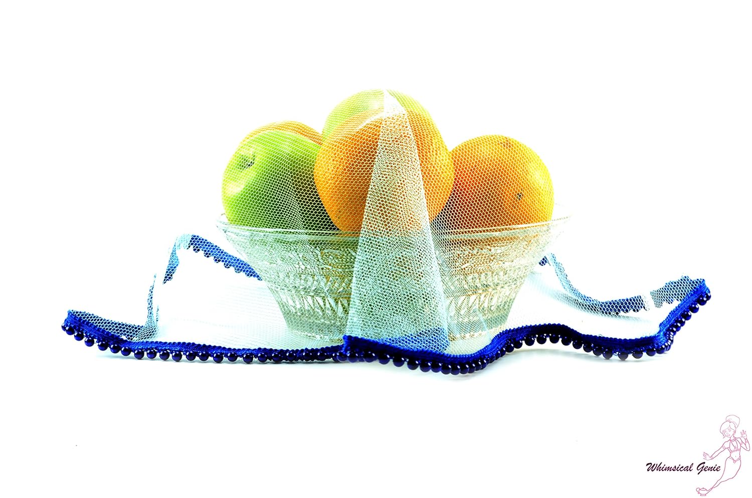 Whimsical Genie Fruit Basket Cover Fruits Cover Mesh Net (Baby Blue+ Blue Bead) Amazon.in