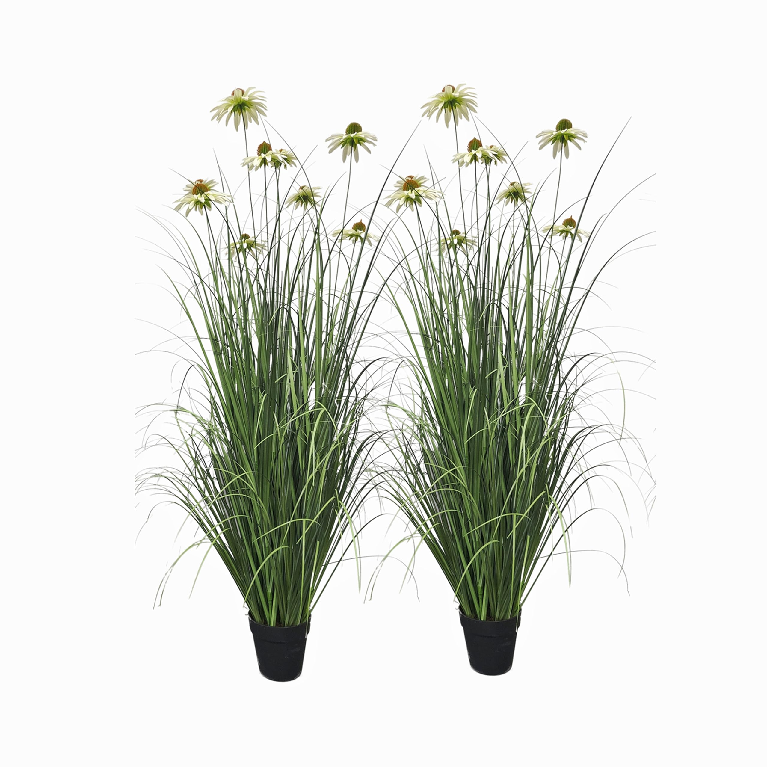 ECOFOREST 46-Inch Artificial Grass Plant with 9 Lifelike Echinacea Flower - Perfect for Indoor or Outdoor Decoration, Housewarming Gifts, Fake Grass