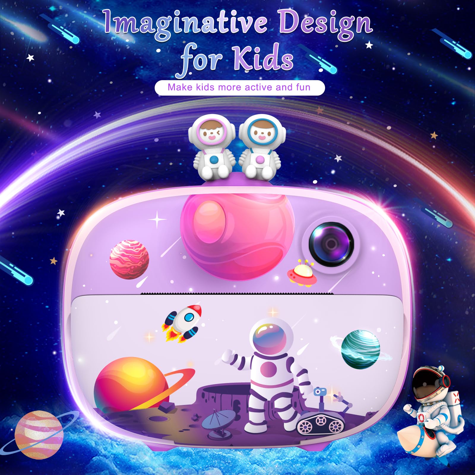 Fotocamera Bambini, ULEWAY Macchina Fotografica Bambini Selfie,1080P Schermo Da 2,4 Pollici Macchina Fotografica Istantanea Bambini Con 32G SD Card,Fotocamera Digitale Regalo Bambino 3-12 Anni (viola)