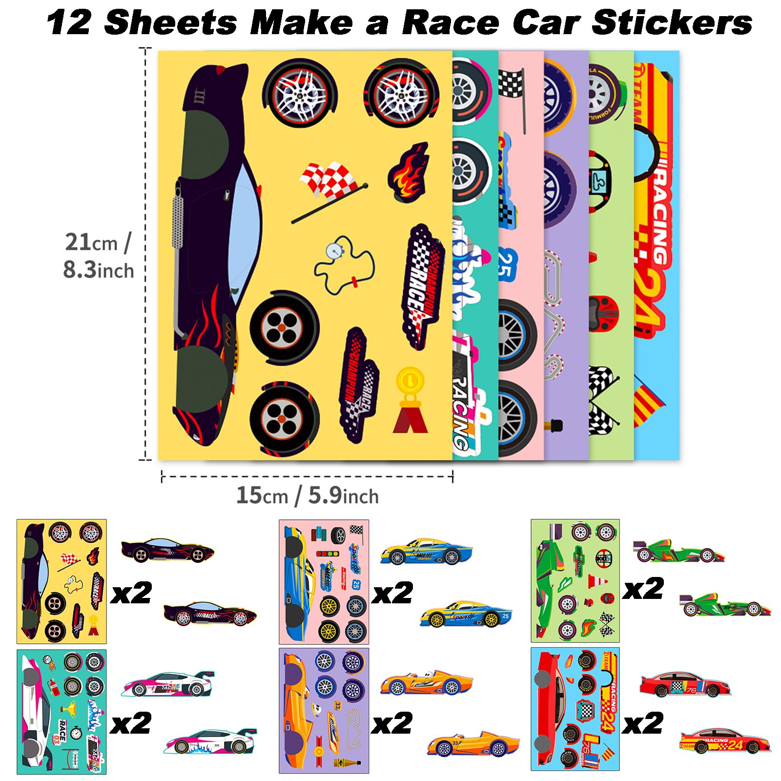 Kit Fête Voiture De Course Pour Enfants - 94 Pièces (autocollants, Sacs, Bracelets, Porte-clés) - Pour Anniversaire, Cadeaux, Décoration
