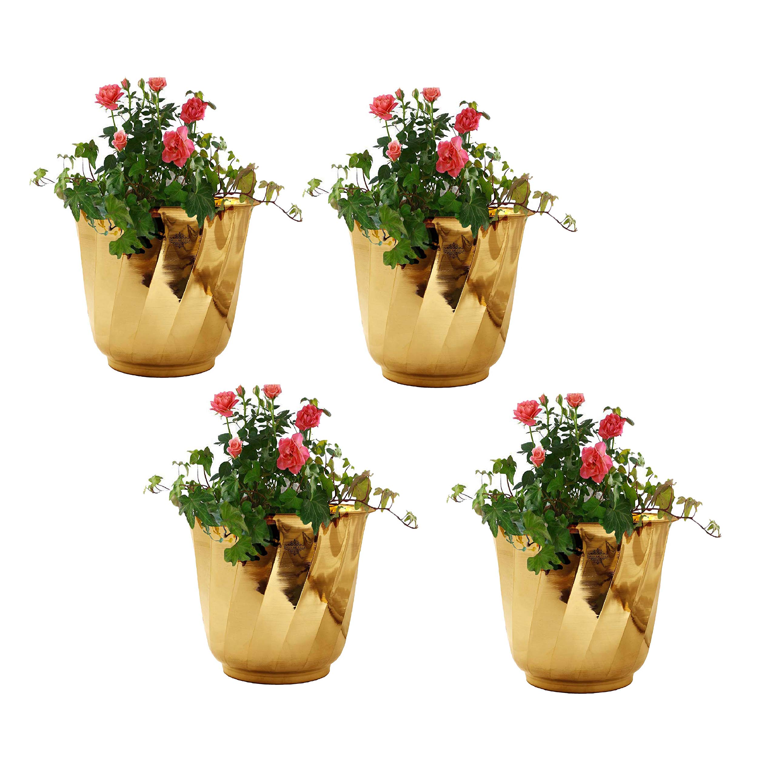 INDIAN ART VILLA Pure Brass Lining Design Planter, Home décor, Planting, Size- 11.6x13.5 inches, Set of 4 (B08TX26SRK) Amazon Price History, Amazon Price Tracker