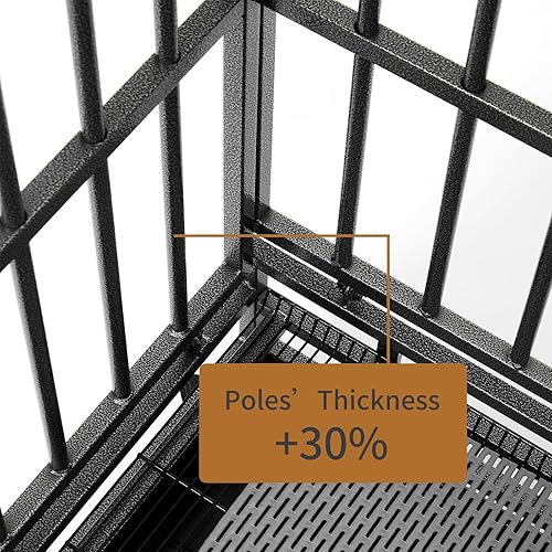 Miniatura 6 de Luckyberry Jaula de perro indestructible extra grande de 42 pulgadas para interiores con ruedas bloqueables para la ansiedad de separación y bandeja