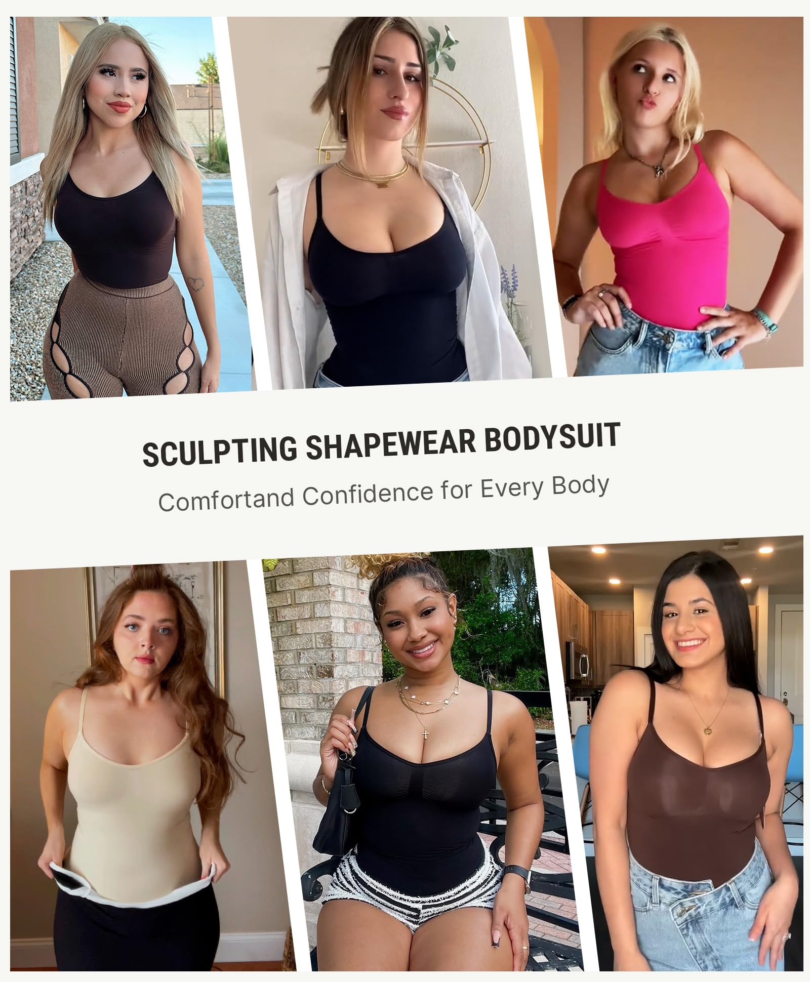 FeelinGirl Bielizna modelująca dla kobiet kontrola brzucha fajas całe ciało haczyk zamek błyskawiczny regulowane paski S-6XL