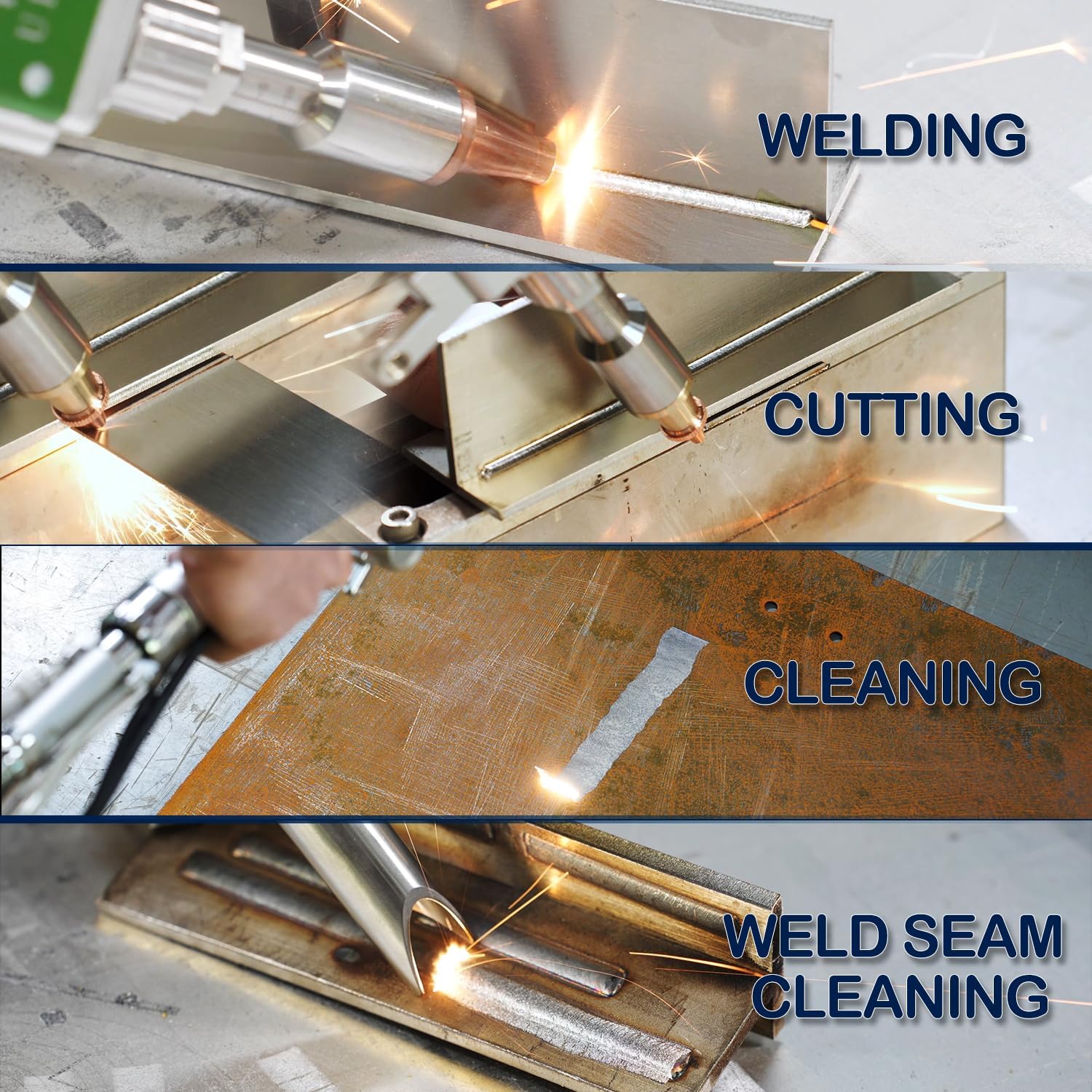 1500w Raycus Aluminum Welder Machine Cleaning Welding Cutting Weld Seam Cleaning 4 in 1 portable welder Machine Double wobble with Auto Wire Feeder Welding Torch OD7+ Glasses