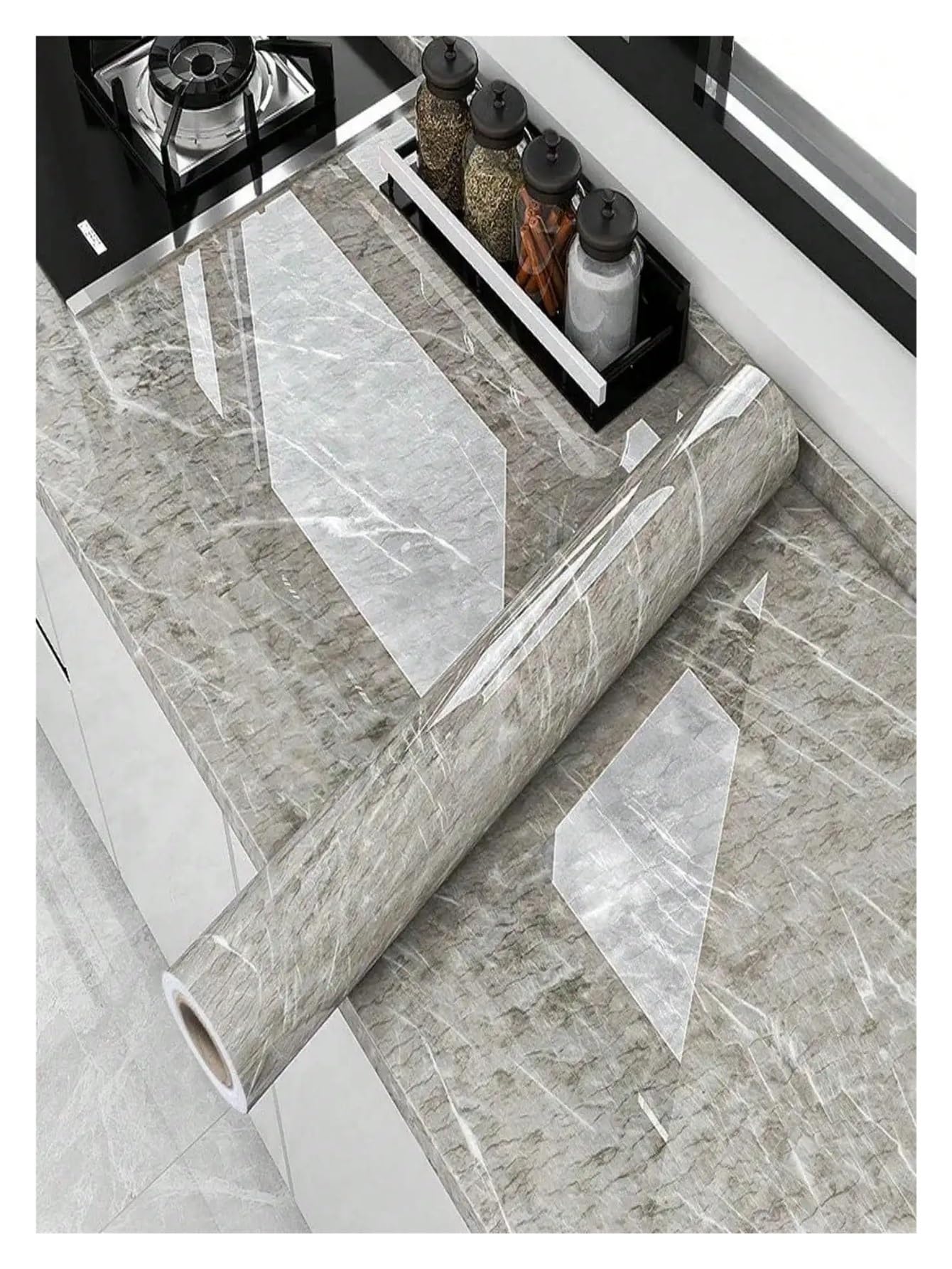 Kitchen Wallpaper Kitchen Backsplash Wallpaper, Peel and Stick Aluminum Foil Contact Paper, Self Adhesive, Oil-Proof, Heat Resistant, Wall Sticker