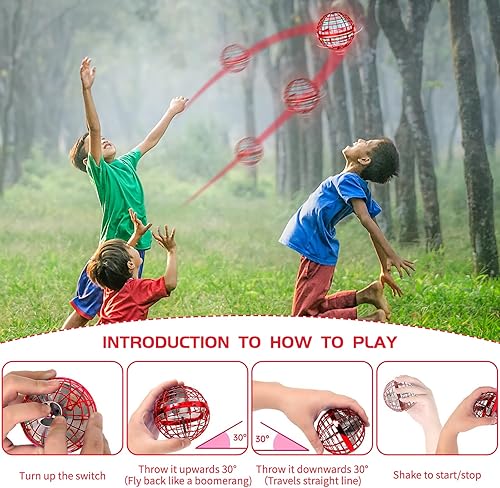 Miniatura 4 de CASEIER Juguete flotante de bola de orbe volador, bola flotante controlada a mano con luz RGB, bolas de mosca boomerang de 360 para juguetes