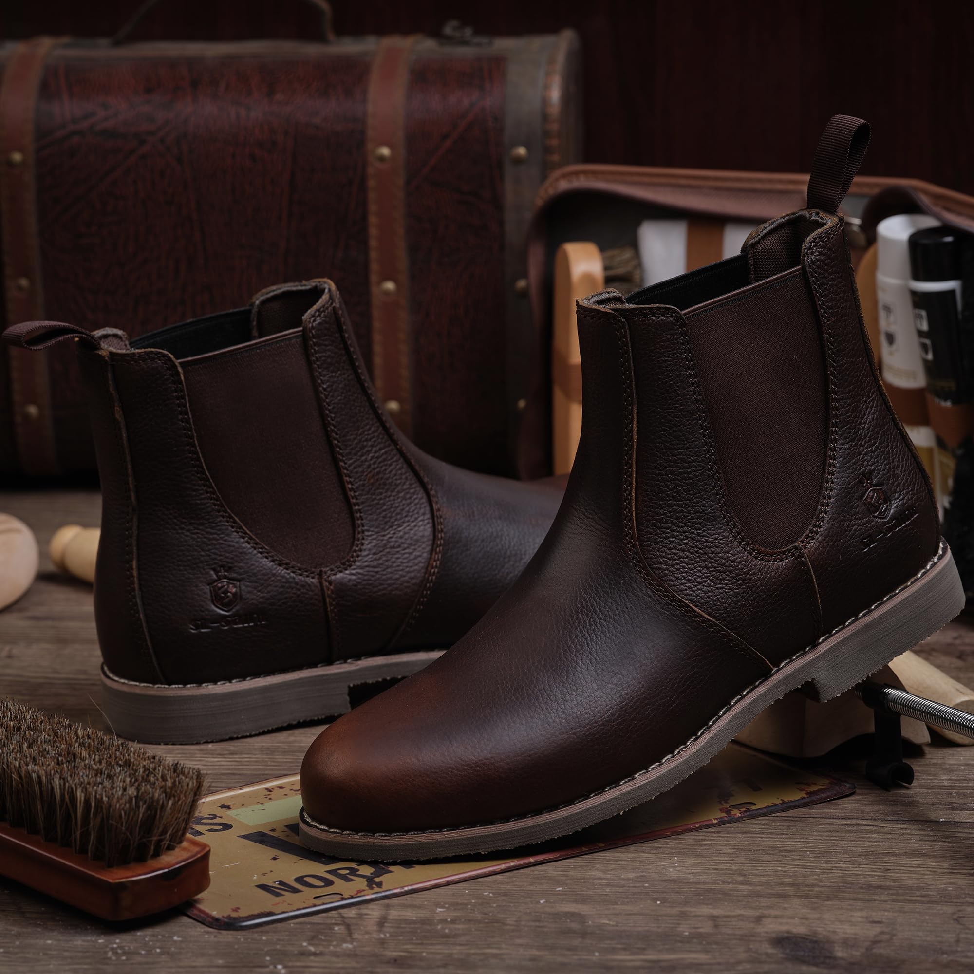 SL-Saint Uomo Fatti a Mano Stivali Chelsea Classici In Vera Pelle di Mucca Scivolare Sulla Moda