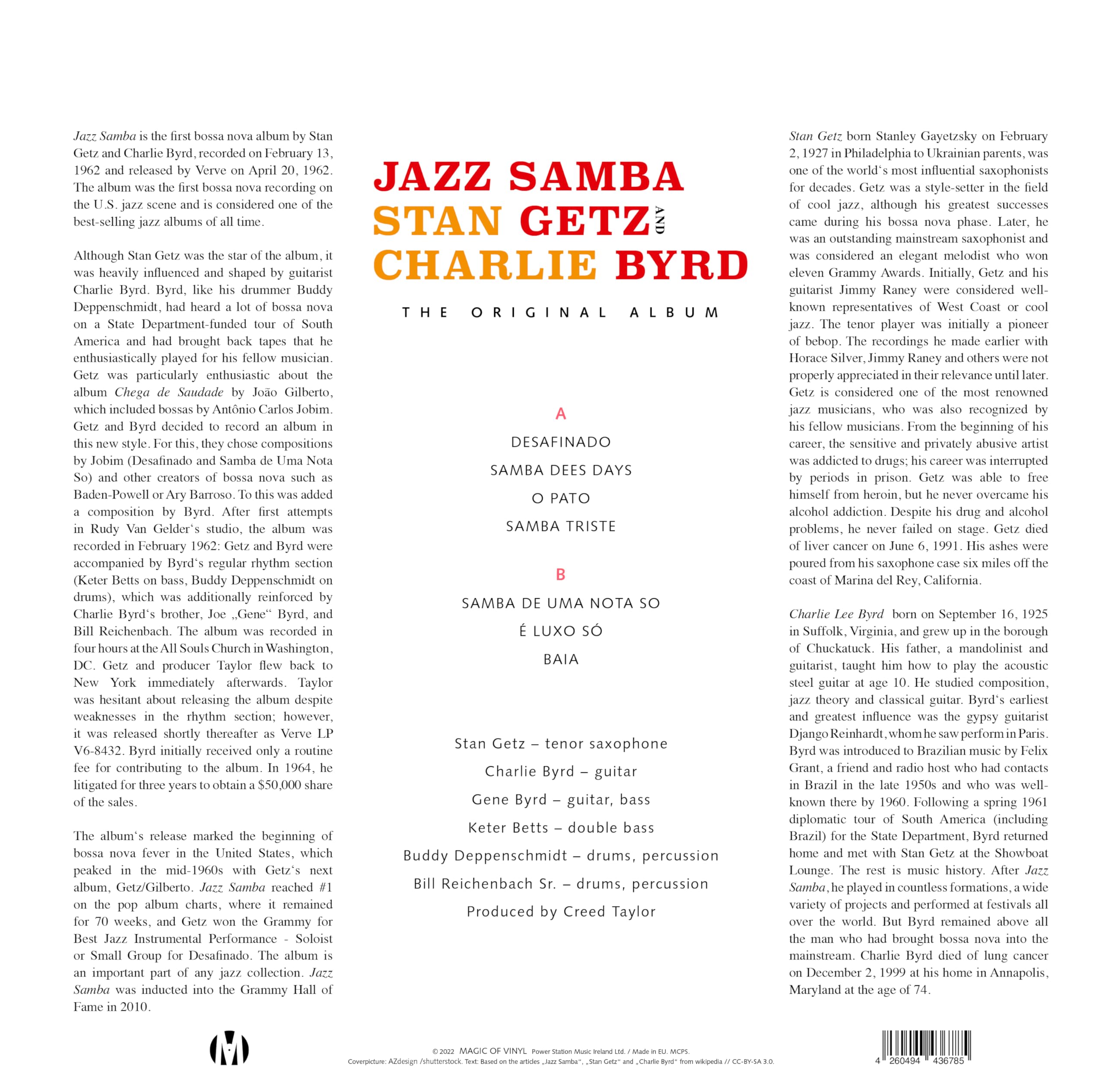 Stan Getz & Charlie Byrd - Jazz Samba (The Orignal Recording) - Limitiert - 180gr. gelb