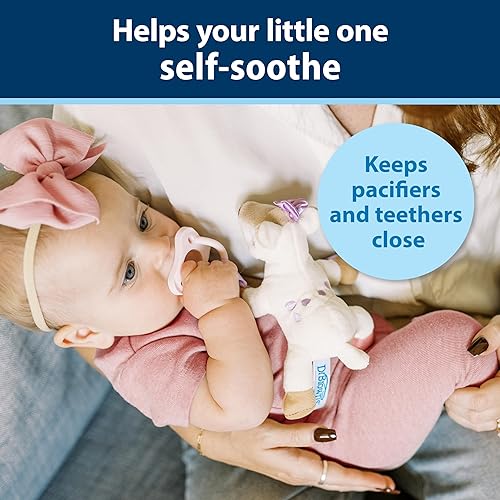Miniatura 2 de - Dr Browns - Baby Lovey - Soporte para chupón y mordedor venado de peluche suave con chupón rosa 100 de silicona para menores de 0 meses o más
