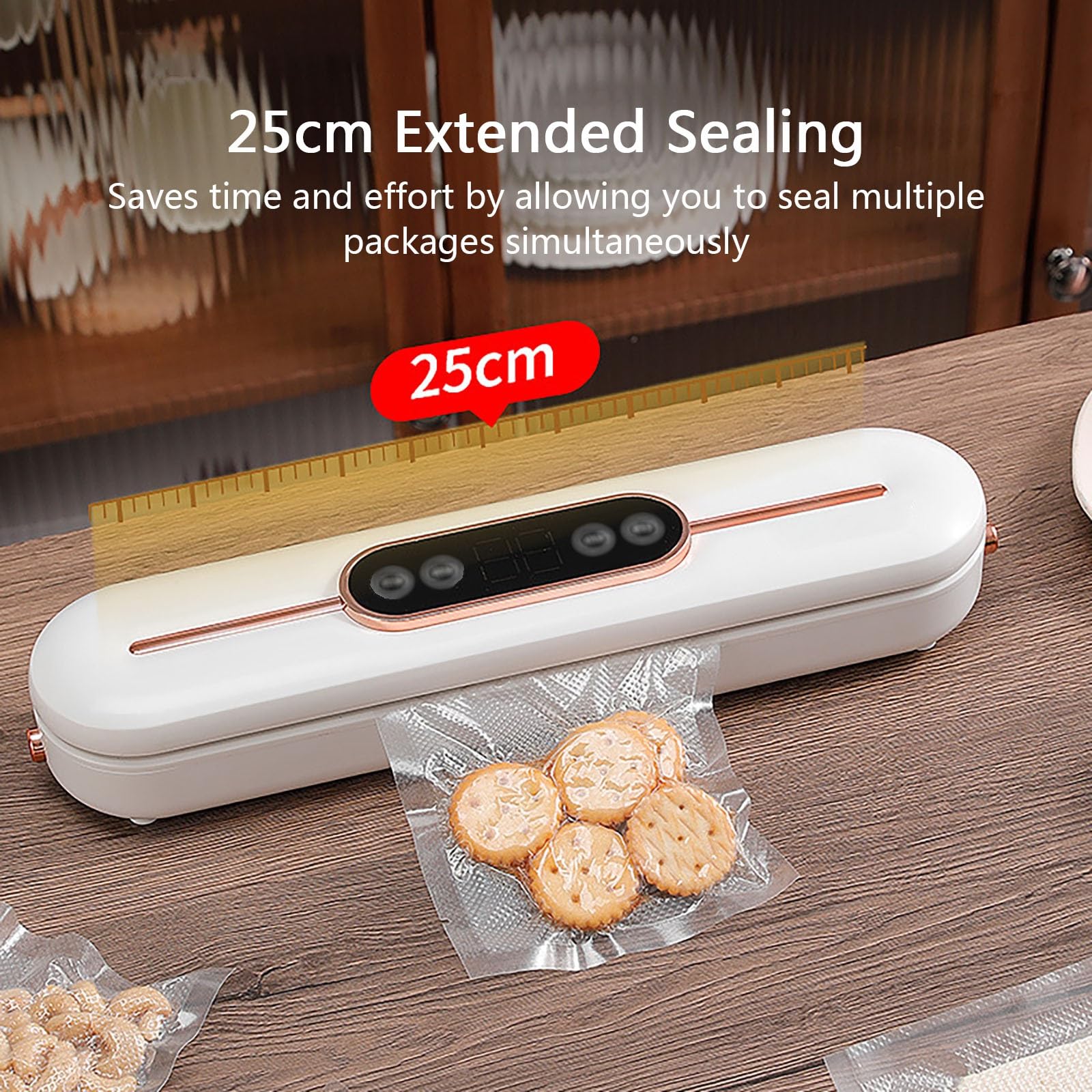 Selladora Al Vacío Inteligente con Pantalla Táctil LED: Máquina Selladora Al Vacío Automática para Alimentos, Modos Seco/húmedo, Selladora Al Vacío para Cocina, Preparación de Comidas(White)