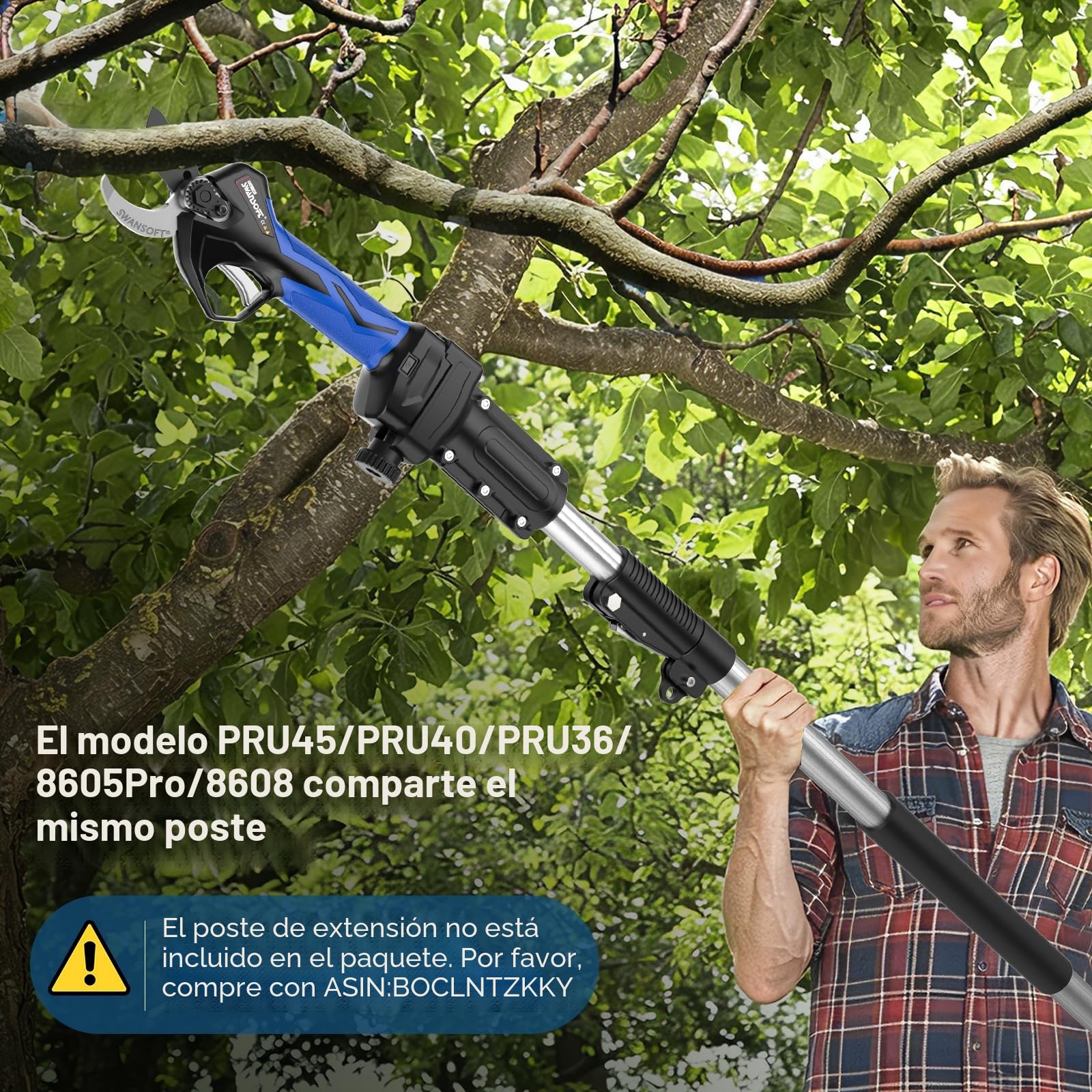 [Silencioso y Duradero] SWANSOFT PRU36 Tijeras de Podar Electricas, Profesional 36mm 16,8V 900W 4Ah+2Ah Tesouras de Poda Podadora Electrica Bateria | Tijeras Podar Bateria Corte Progresivo Viñas