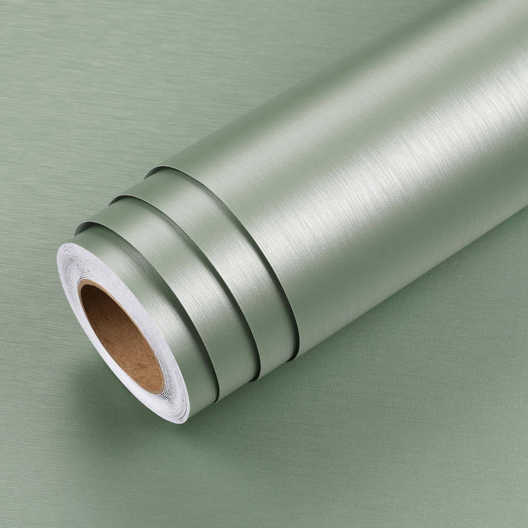 LaCheery Self Adhesive Wallpaper Metal Effect for Kitchen Worktop Vinyl Wrap Sticky Back Plastic Roll Silver Waterproof for Refrigerator Splashback Cupboards Covering Mint green 40cm x 700cm โ image 1