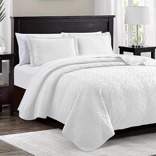 Vista 205 de Love's cabin Colchas para cama Queen de color blanco, colcha suave de verano, colcha de microfibra ligera, colcha de estilo moderno