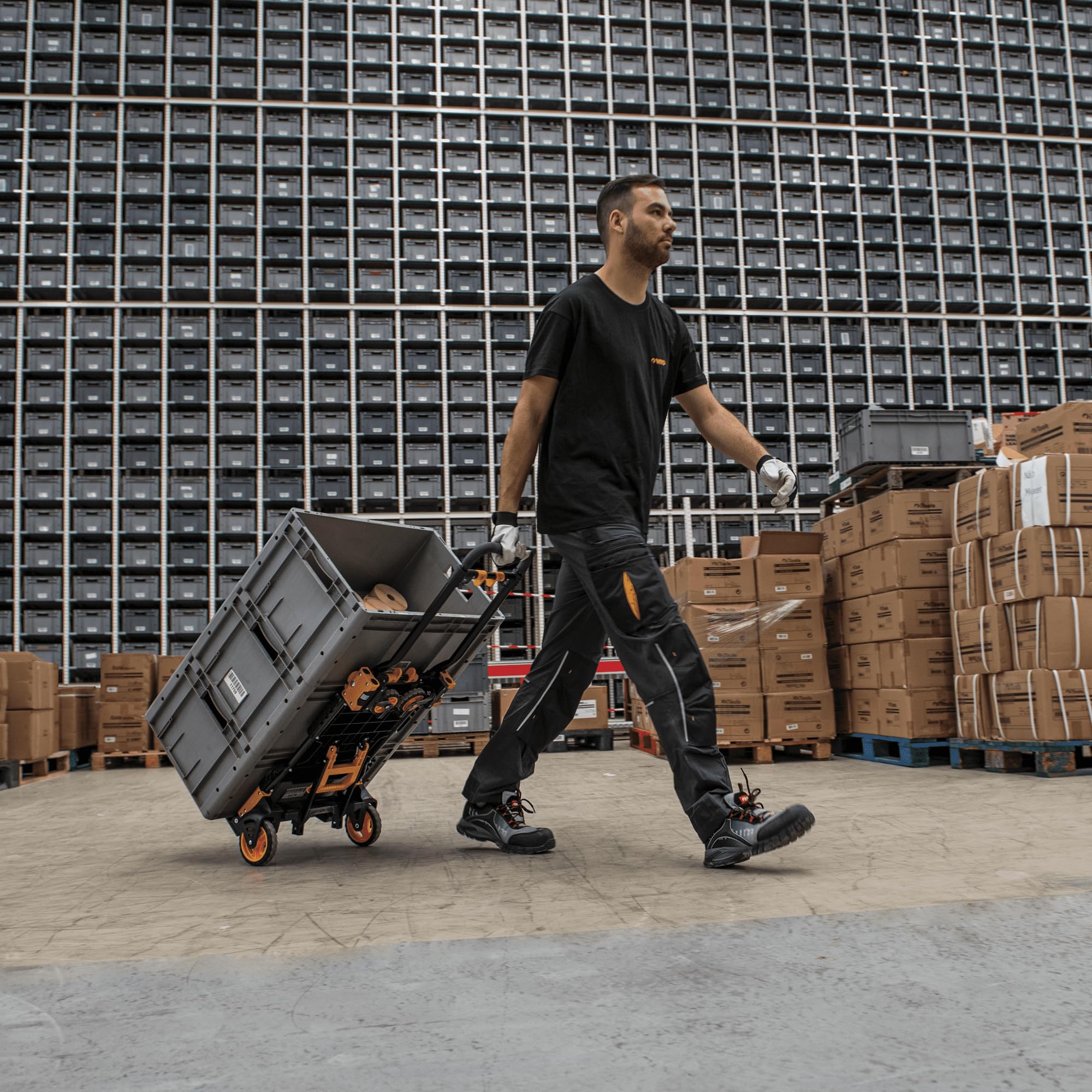 VITO VICTD2137 wytrzymały wózek transportowy 2 w 1 z platformą, składany wózek transportowy (70 kg / platforma 137 kg) – wytrzymałe koła – wózek ręczny z tworzywa sztucznego i stali, 7,2 kg