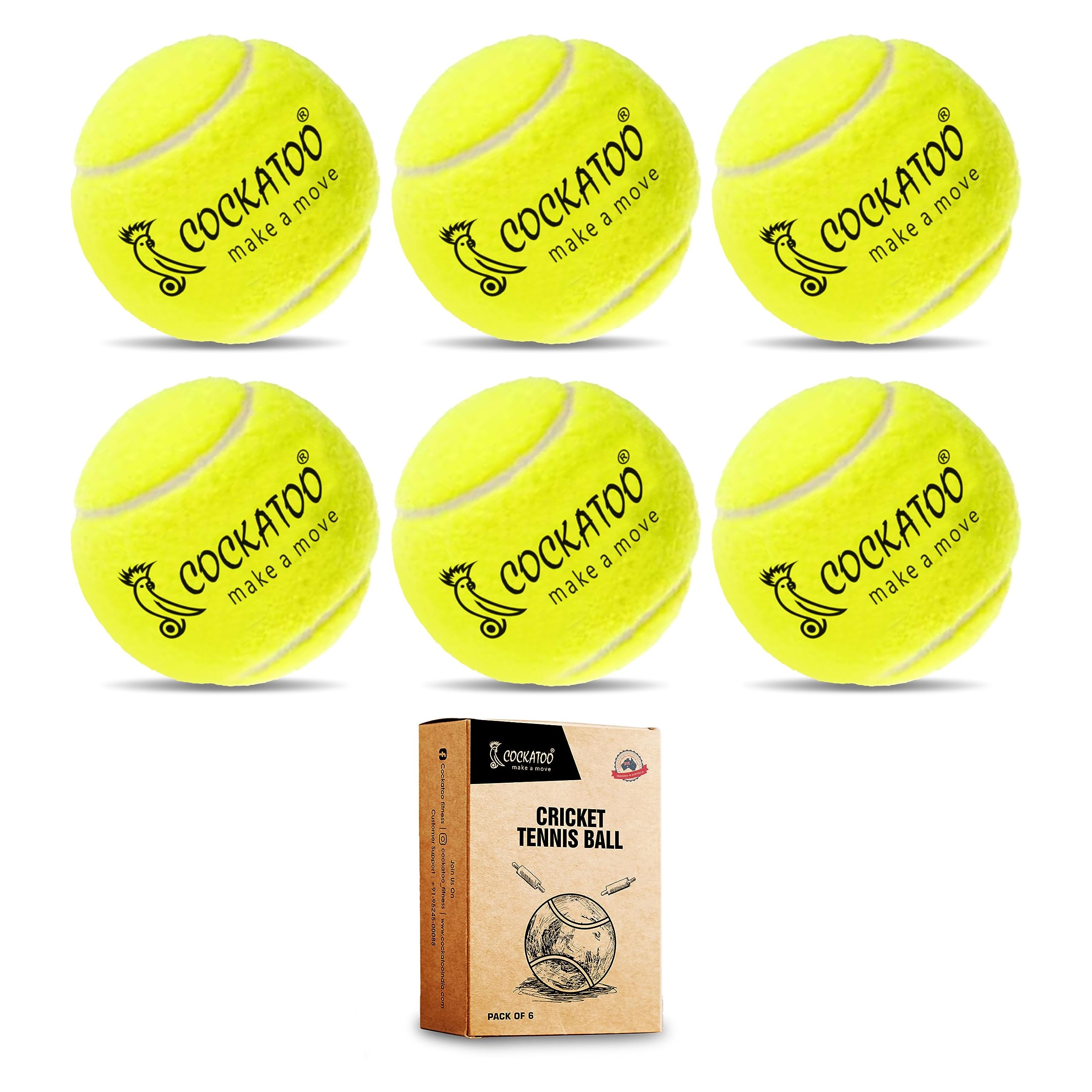 Cockatoo Rubber Cricket Tennis Ball, Construction of Tennis Ball for Cricket for Optimal Performance,Suitable for All Skill Levels. (120 Gr Per Ball -Pack of 6-Yellow) (B0C96VVLG9) Amazon Price History, Amazon Price Tracker