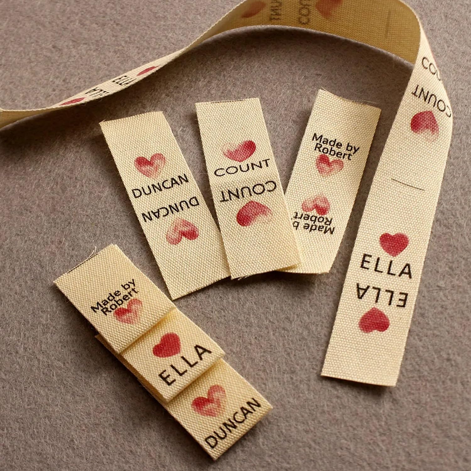 Custom Handmade Labels Cotton Sew In, Personalized Tags For Sewing, Sewing By Foldover Fabric Labels, Sew Accessori With Logo Or Text(15x50mm)