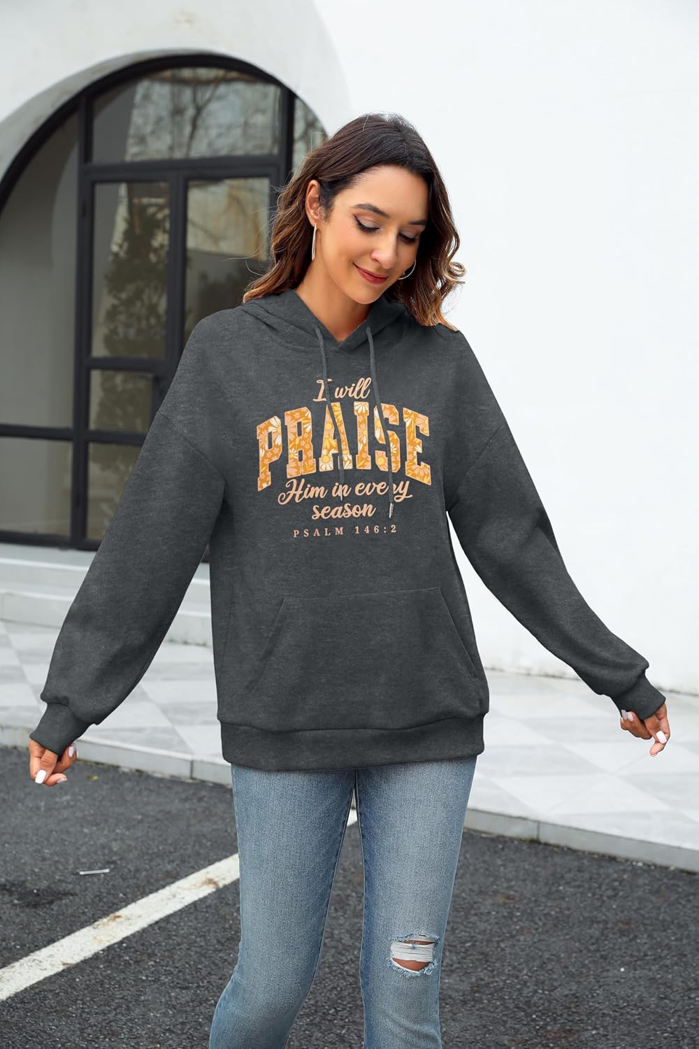 FASHGL Christian Hoodie for Women Religious Faith Sweatshirt Inspirational Pullover Tops Bible Verse Long Sleeve Tops