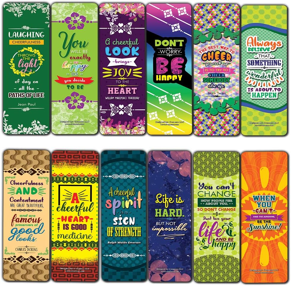 Amazon Com Creanoso Cheerful Quotes Motivational Bookmarks 12 Pack Bookmarker For Men Women Teens Boy Girls Kids Educational Reading Bookmarks Motivational Quotes Stocking Stuffers Office Products