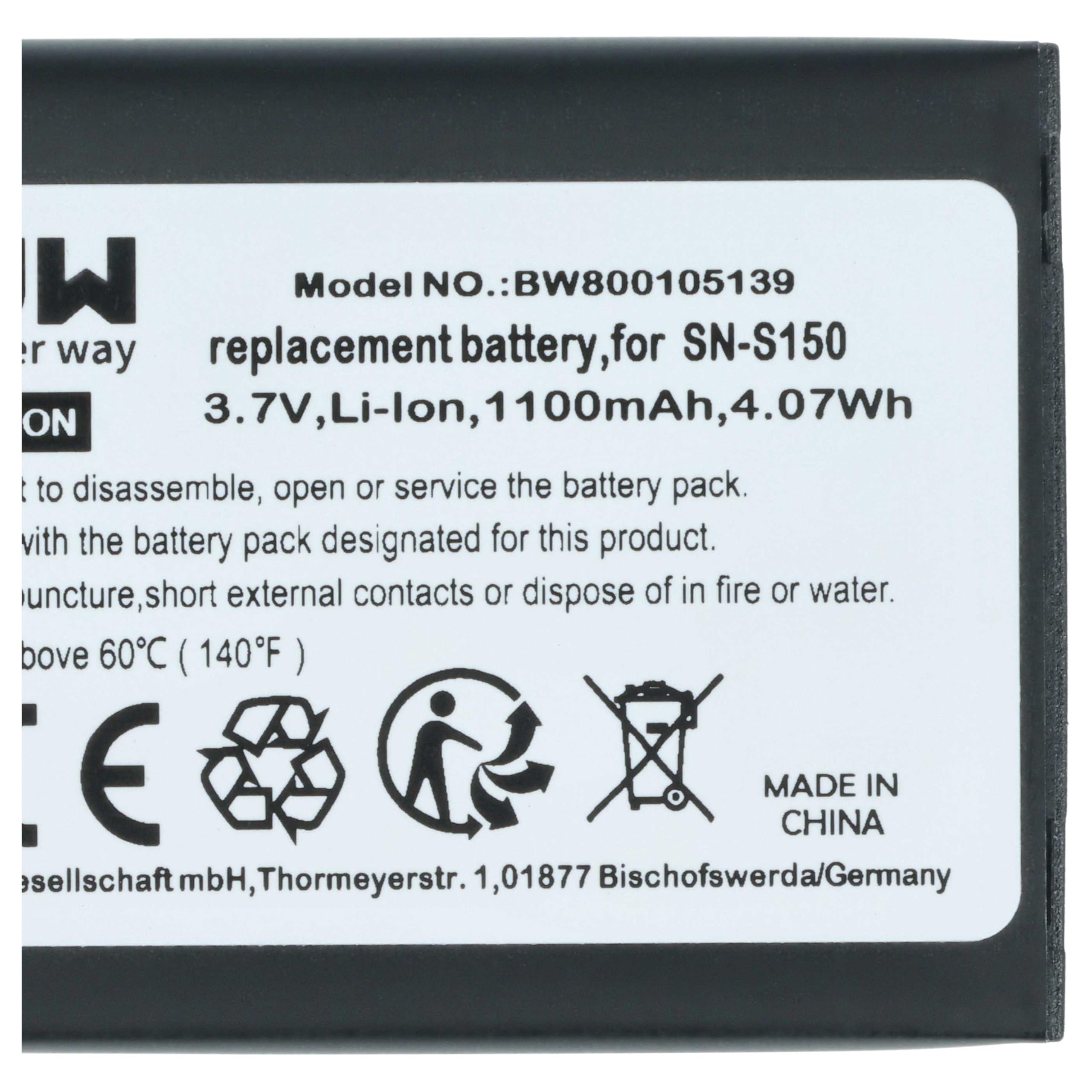 vhbw Batterie Compatible avec Philips Avent SCD-603H, SCD-603/00, SCD603, SCD603/10, SCD603/20 Moniteur bébé, babyphone (1100mAh, 3,7V, Li-ION)