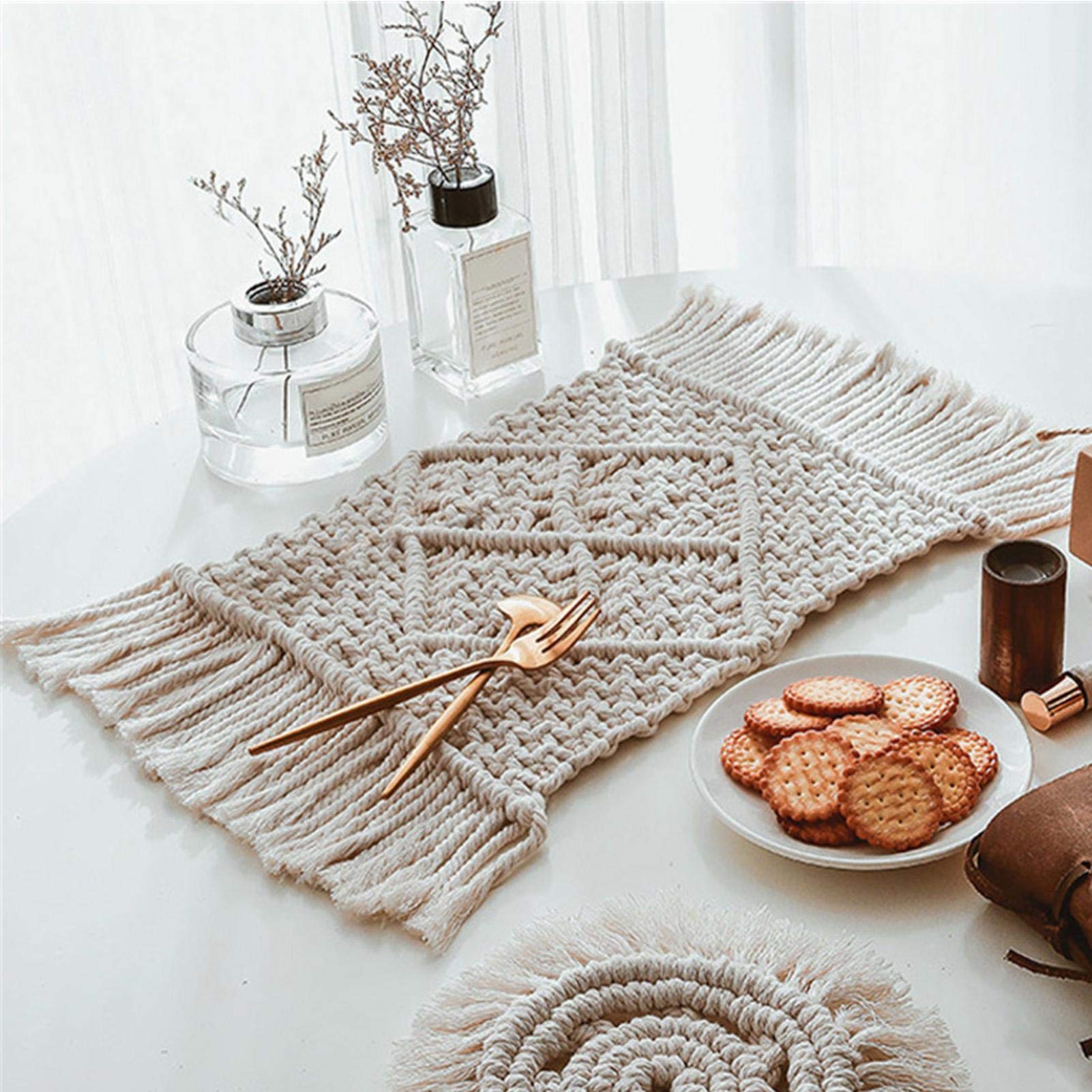 Tovagliette in macramè fatte a mano - Decorazione da tavola in cotone