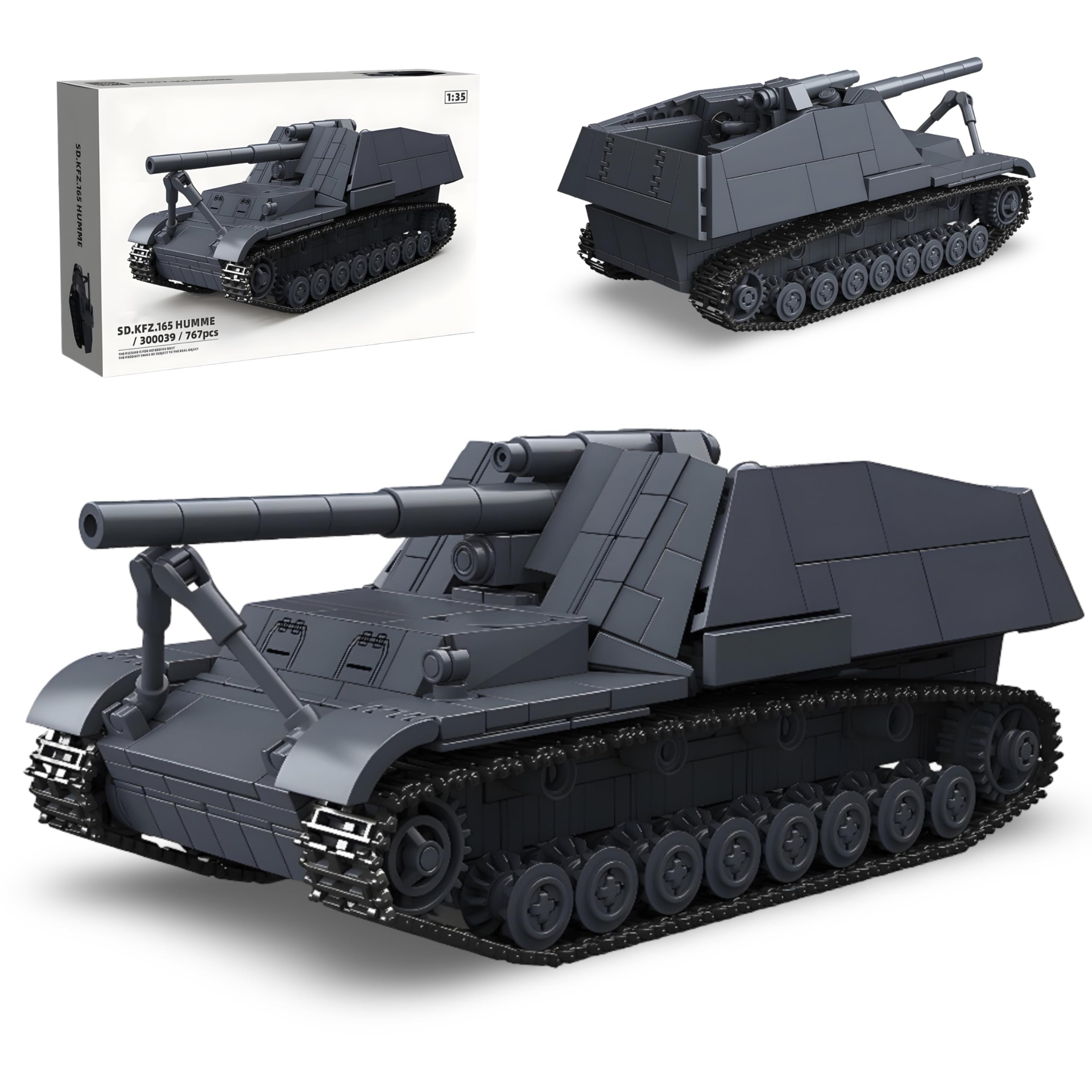 Self-Propelled Artillery Tank Building Blocks Set, 767 PCS Hummel Military Tracked Combat Vehicle Building Brick Model Kit, Collectible WWII German Armored Vehicle Model Toys for Adults & Teens