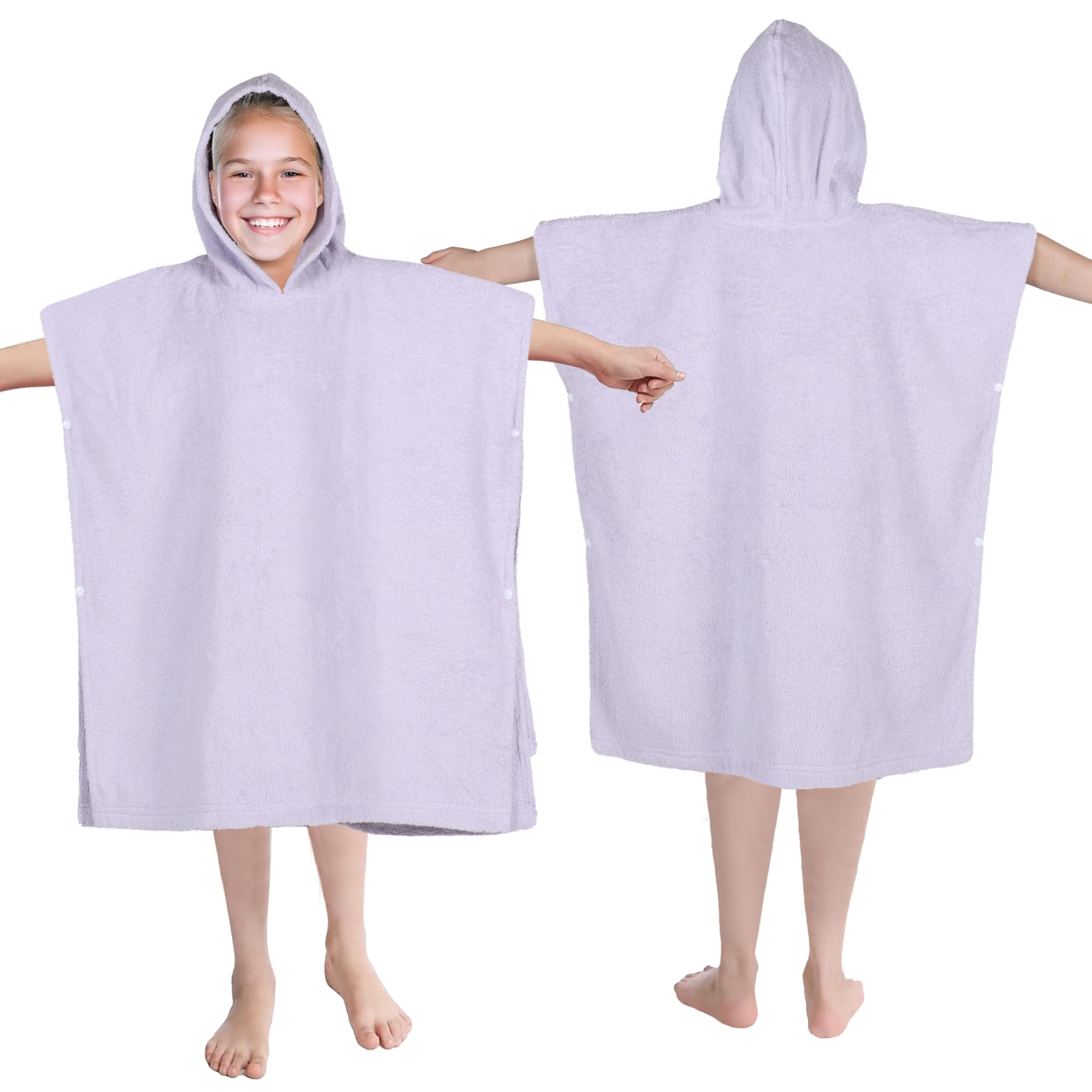 Superior Kinder Baumwoll-Frottee-Poncho, weiches, saugfähiges Badetuch mit Kapuze, Badezimmerzubehör, lang, Plüsch-Bademäntel für die Badewanne