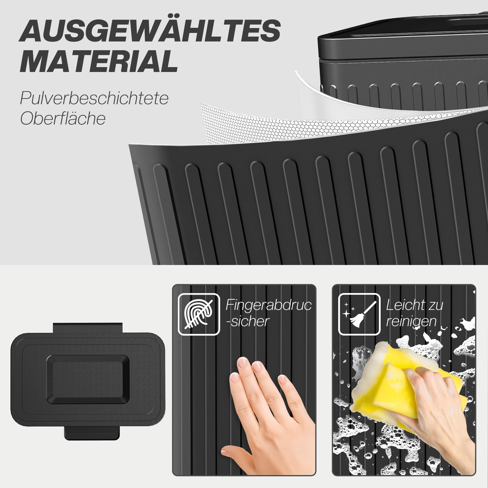 HOMCOM Mülleimer Küche Treteimer mit Müllbeutel 2 x 20 Liter Schwarz | Abfallsortiersystem, Soft-Close-Deckel, Offenhaltefunktion, Pedal, Herausnehmbarer Inneneimer