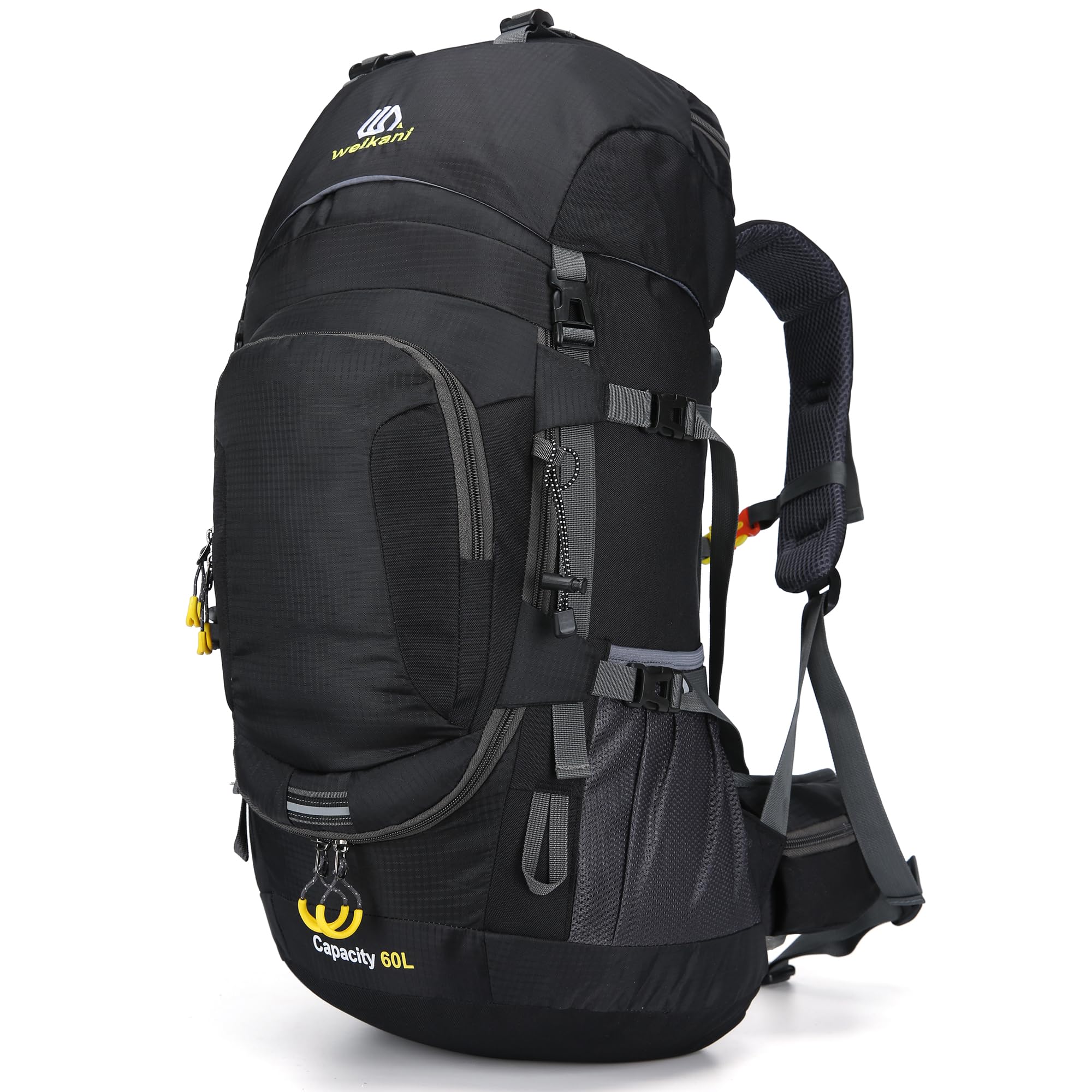 Mochila de senderismo de 60 litros con cubierta para la lluvia, impermeable, ligera, mochila de viaje al aire libre, mochila grande para hombres y mujeres, mochila de día de alta capacidad