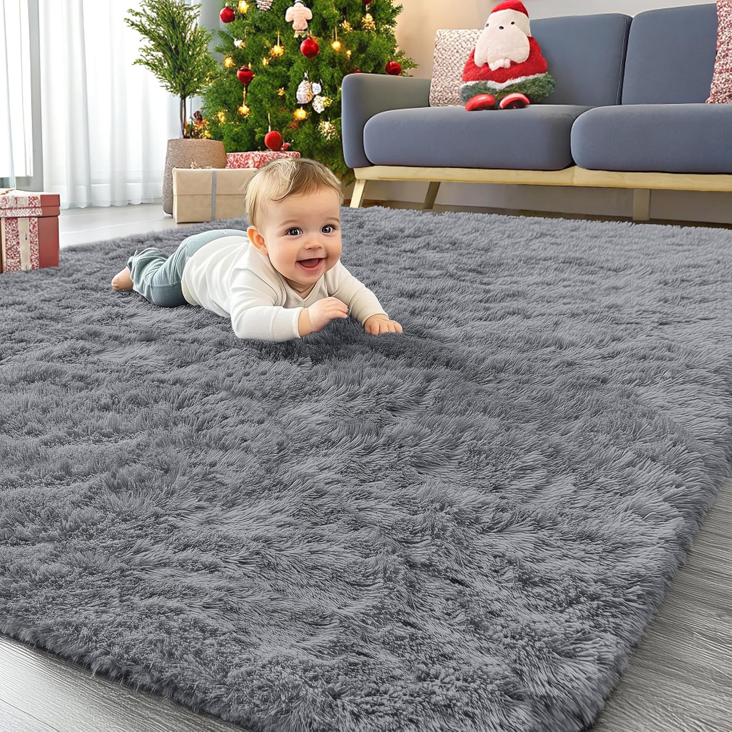 Homaxy Hochflor rutschfeste Teppich Wohnzimmer